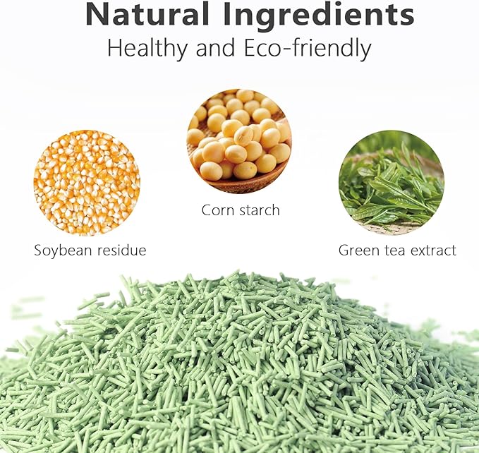 Tofu Cat Litter - Strong Clumping, Ultra Absorbent, Odor Control, Flushable, Low Tracking, Low Dust Tofu Litter Pellets 2 Packs/12LB (Green Tea)