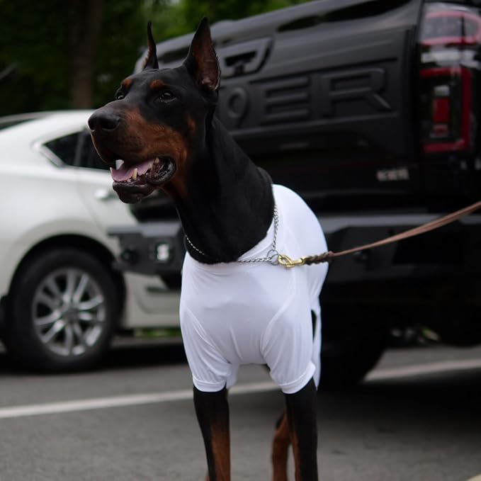 LoveLongLong Dog Jumpsuit with UV Protection and Quick-Dry Fabric for Spring Summer Pet Pajamas White 3XL