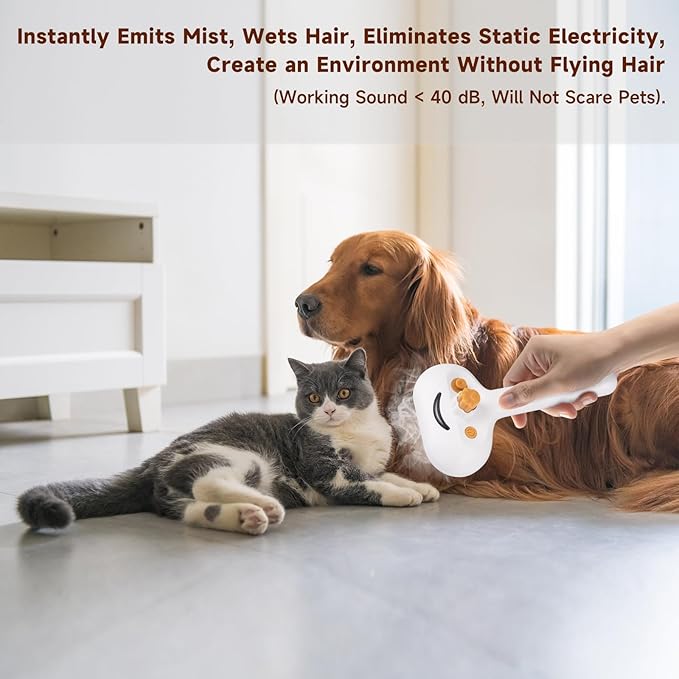 Pet Steam Brush for Dog & Cat–Pet comb leave-in serum