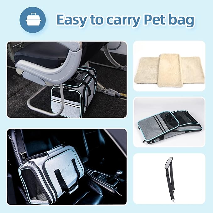 Cat/Dog Airline Approved Expandable Pet Carrier for Small Pets - Removable Pad, Pockets, TSA Compliant