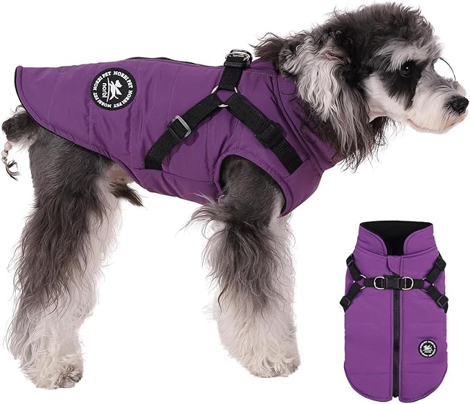 Norbi Dog Coat - Winter Jacket with Built-in Harness for Small to Large Dogs - Adjustable Warmth for Cold Weather
