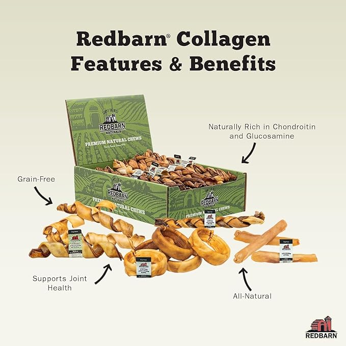Redbarn Pet Products All-Natural Small 6" Beef Collagen Sticks for Dogs - Long Lasting Low-Odor Alternative to Traditional Rawhide & Bully Sticks - Supports Healthy Joints, Skin, & Coat - 5 Pack