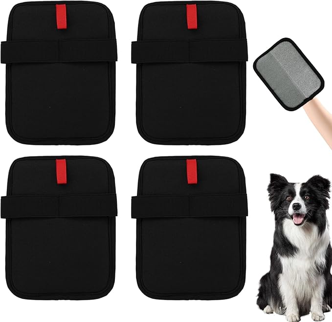 braxan 4 Pcs Electrostatic Pet Hair Removal Gloves, Reusable Pet Cat Dog Electrostatic pet Hair Remover for Couch, Furniture, Carpet, Curtain, Double-Sided Grooming Gloves