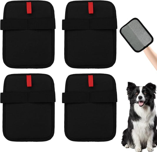 braxan 4 Pcs Electrostatic Pet Hair Removal Gloves, Reusable Pet Cat Dog Electrostatic pet Hair Remover for Couch, Furniture, Carpet, Curtain, Double-Sided Grooming Gloves