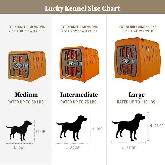 Lucky Dog Kennel, Durable Crash Tested Portable Dog Crates, Medium, Uplander (Orange)