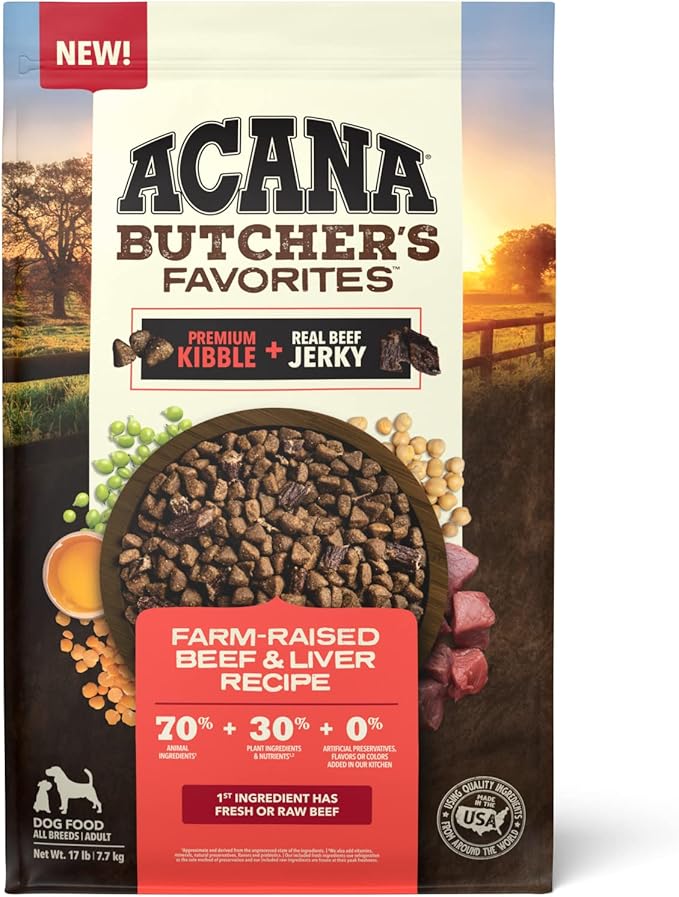 ACANA Butcher’s Favorites Grain-Free Dry Dog Food Farm-Raised Beef & Liver Recipe 17lb Bag