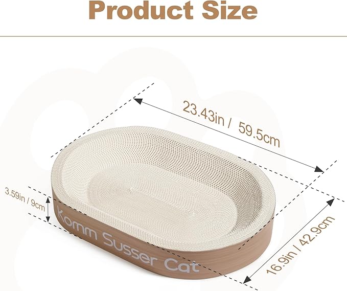 23.43"x16.9" Huge Cat Scratcher Bowl Heavy-Duty White Cardboard Cat Scratcher Bed - Durable Oval Scratching Pad & Lounge Bed with Bonus Mini Scratching Board(White)