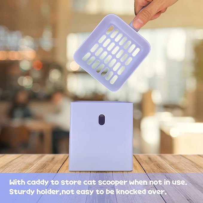 Kitty Litter Scoop, Cat Litter Scooper with Caddy, with Holder to Store cat Pooper Scooper After use, Sturdy ABS Material, Romantic and Cute Purple.…