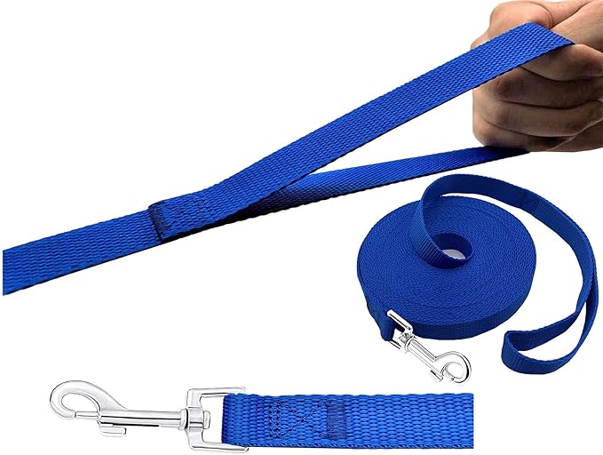 PETGOGO 15ft 20ft 30ft 40ft 50ft Long Dog/Puppy Lead Obedience Recall Training Dog Leashes for Small Medium Dogs Camping, Training, Play, or Backyard (30 FT, Blue)