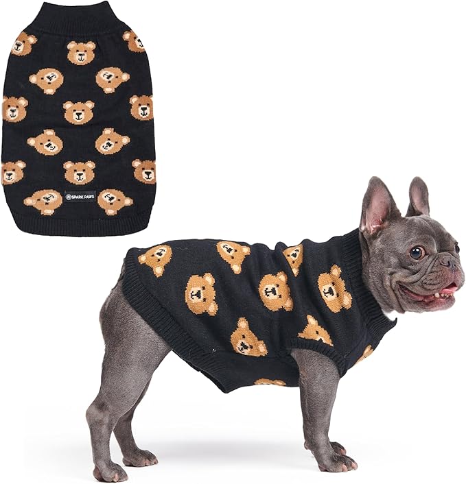 Spark Paws Knit Dog Sweater – Ultra Soft Warm Winter Dog Sweater for Small, Medium & Large Dogs – Stretch Fit Pet Sweater for French Bulldog, Pitbull, Girl & Boy Dogs Jacket, (Broken Teddy, XL)