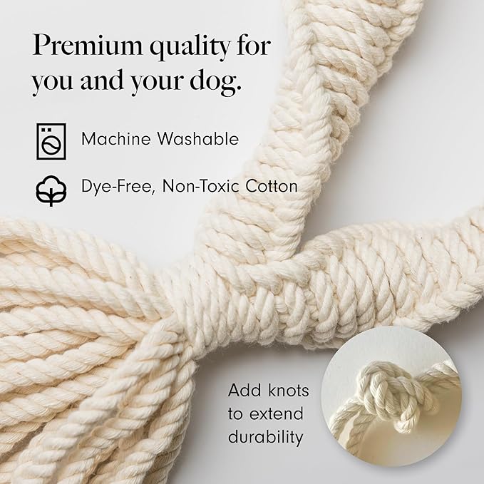 LAY LO Natural, Non-Toxic Cotton Rope Toys for Small and Medium Dogs | 2-Pack | Includes Live Support with Dog Trainer | Durable & Eco-Friendly | Unique Boho Designs with Handle | Puppy Teething Toy