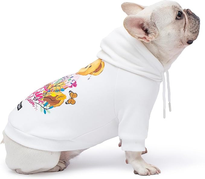 Blooming Teddy Dog Hoodie Dog Clothes Extra Warm Fleece Lining Stretchy Fit for Small Medium Dogs (White, X-Large)