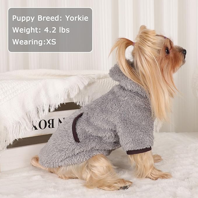 Dog Sweater Dog Winter Clothes for Small Dogs Boy Girl Pet Hoodies Puppy Cold Weather Coats Fall Doggie Sweatshirt for Chihuahua Yorkie Cat Sweater Costumes (Grey, Medium)