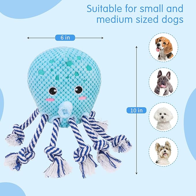 SCENEREAL Dog Toys, Puppy Plush Toy for Large Medium Breed Boy Girl, Dog Chew Toys for Keep Them Busy, Tug of War Stuffed for Small, Middle, Big Sized Dogs Gifts (Octopus)