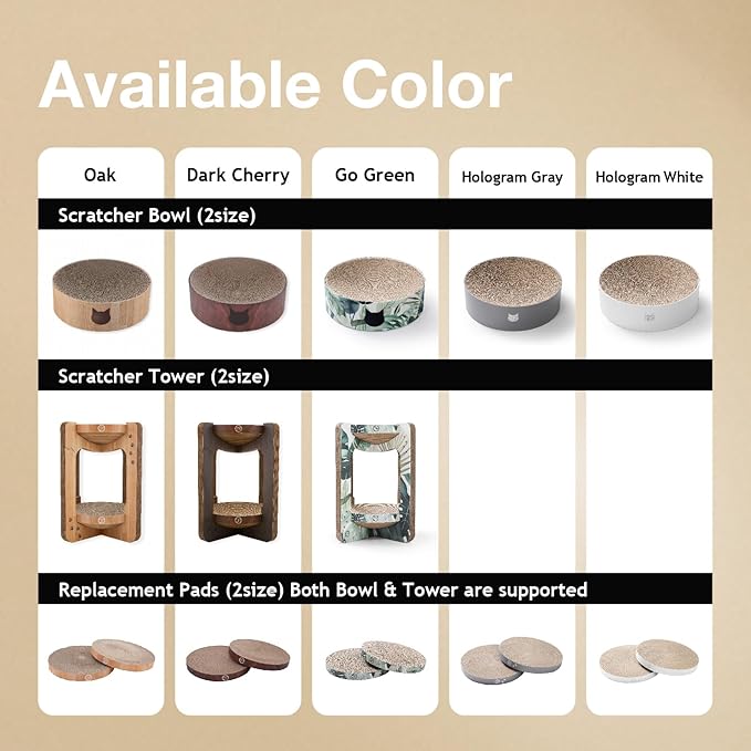 Necoichi Cat Scratcher Bowl for Indoor Cats - Cat Scratching Lounger with Reversible Usability and Extra Comfort for Lounge, Cardboard Bed Couch / (XL, Oak)