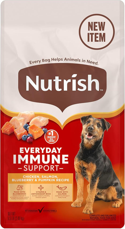 Nutrish Everyday Immune Support Dry Dog Food Chicken, Salmon, Blueberry & Pumpkin Recipe, 5.5 lb. Bag, 4 Count (Rachael Ray)