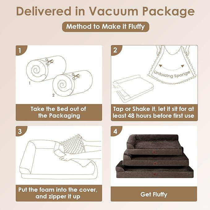 EHEYCIGA Memory Foam Dog Bed XLarge Sized Dogs, Extra Large Dog Bed Orthopedic with Washable Removable Cover, Waterproof XL Pet Bed Couch for Crate, 41x27x6 Inches, Brown