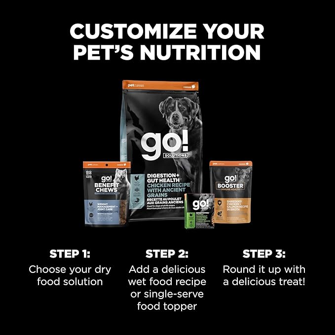 Go! Solutions Digestion + Gut Health, Dry Dog Food, Chicken Recipe with Ancient Grains, 3.5 lb Bag