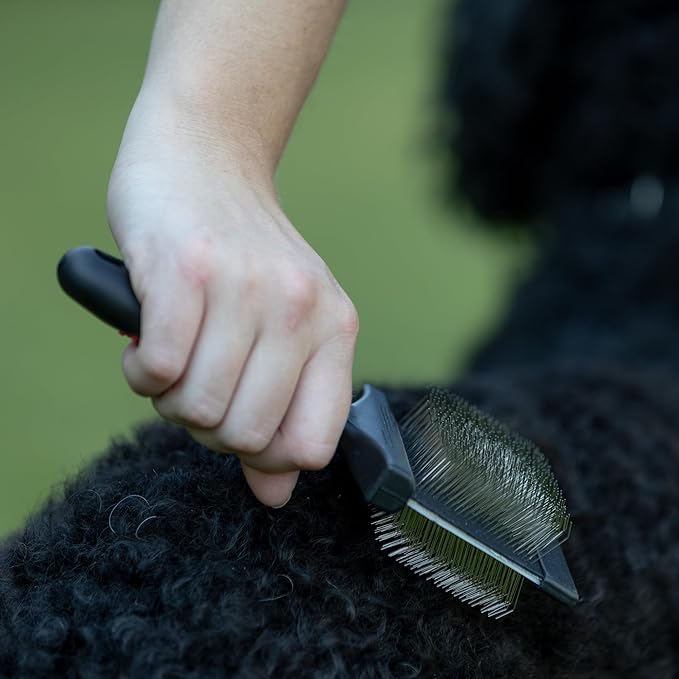 Jeffers Pet Double Sided Grooming Slicker Brush for Dogs, Cats, Puppies – Flexible Head with Stainless Steel Pins – Detangler Tool for Mats, Loose Fur, Shedding – Home or Professional Use - Large