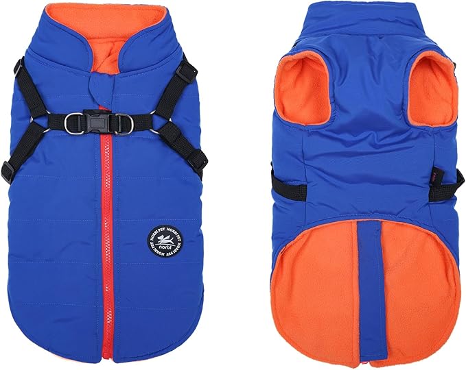 Norbi Dog Coat - Winter Jacket with Built-in Harness, Adjustable for Small to Large Dogs, Warm Coats for Cold Weather
