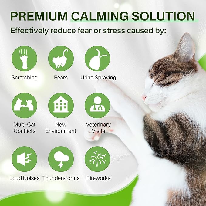 Cat Calming Diffuser with 3 Timing Functions, 3-in-1 Cat Pheromones Calming Diffuser Kit, 60-Day Anxiety Relief, Stress Reduction & Relaxation for All Cats (1 Diffuser + 2 Refills)