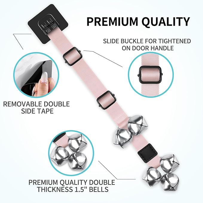 COOYOO Dog Doorbells, Adjustable Potty Training Dog Bells, Upgraded for Training Your Puppy The Easy Way, Premium Quality Housetraining Hanging Bell-5 Extra Large Loud 1.5 DoorBells