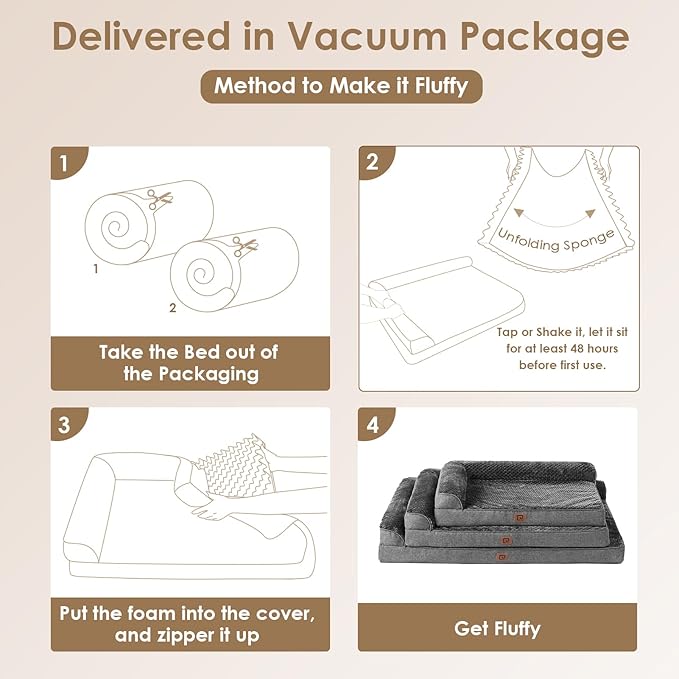 EHEYCIGA Memory Foam Dog Bed Medium Sized Dogs, Waterproof Dog Bed Orthopedic with Washable Removable Cover, Non-Slip Pet Bed Couch for Crate, 30x20x6 Inches, Dark Grey