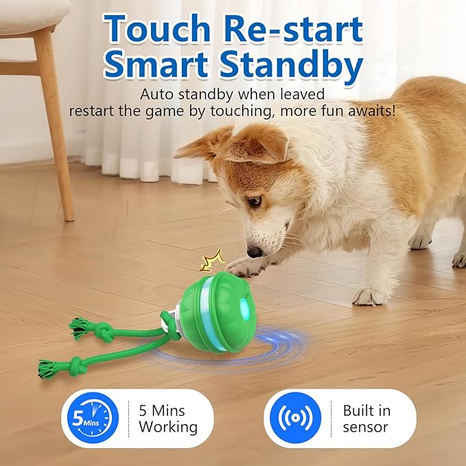 Interactive Dog Toys for Small Dogs, Automatic Moving, Motion Activated, Squeak, Active Rolling Dog Ball Wicked Ball for Daily Training
