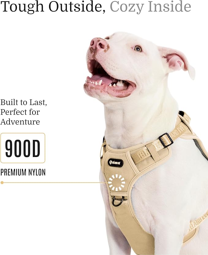 2025 New Edition, Fei & Eve Classic Dog Harness - Quick-Release Buckles | 3-Point No-Pull Control | Heavy-Duty 900D Nylon | Dual Safety Handles | Breathable Mesh | Adjustable Fit | Small,Champagne
