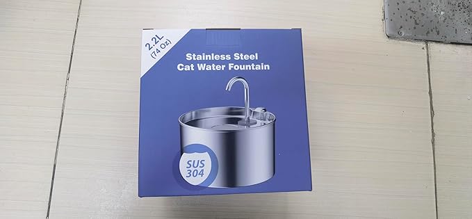 Cat Water Fountain Stainless Steel: 74oz/2.2L Cat Fountain for Drinking - Pet Water Fountain for Cats Inside - Quiet Cats Water Bowl Dispenser - Kitty Drinking Fountains - for Pets& Small Animals