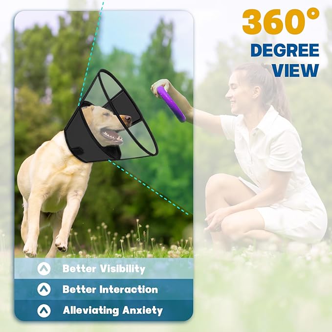 Soft Dog Cone Collar to Stop Licking, Comfortbale Cones for Dogs After Surgery, Adjustabl Dog Recovery Collar for Large Medium Small Dogs