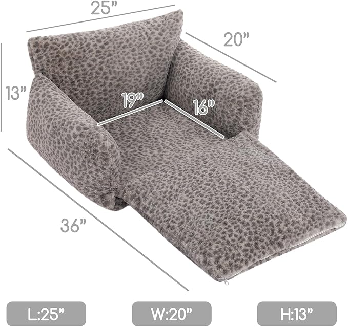 Hollypet Cat Bed Fluffy Plush Mutifuctional Double-Layer Soft Pet Couch Orthopedic Sofa Nest Beds for Small Cats and Dogs, Snow Leopard (25x20x13 inch)
