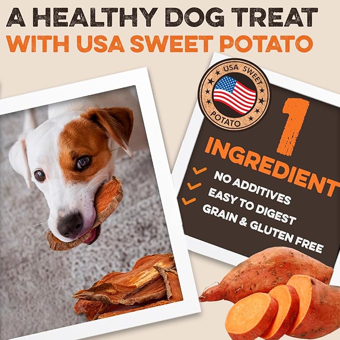 BRUTUS & BARNABY Sweet Potato Dog Treats – Support Sensitive Stomachs with USA-Grown, Hypoallergenic Treats That Smell as Good as They Taste