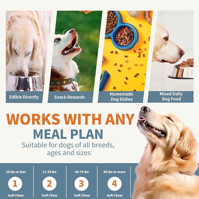 Dog Multivitamin, Glucosamine Chondroitin for Dogs, Krill Oil, Probiotics, Dog Vitamins and Supplements for Heart, Hip & Joints, Immune Health, Digestion, Skin, Coat (180 Chews, Wagyu Beef)