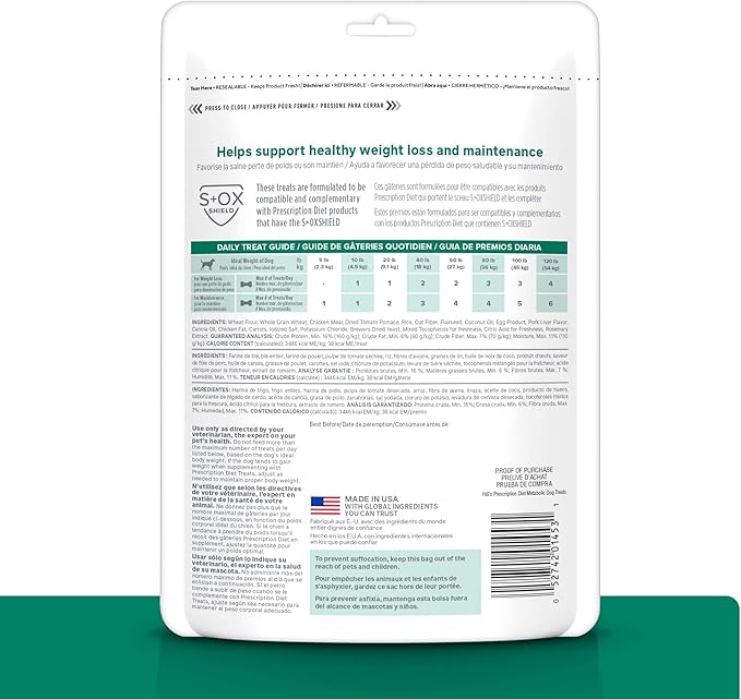 Hill's Prescription Diet Metabolic Weight Management Dog Treats, Veterinary Diet, 12 oz. Bag