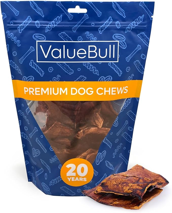 ValueBull USA Rawhide Chips, Natural Beef Flavor, 25 Count - Natural & Safe, USA Beef Hide, Long Lasting, Chemical Free, No Artificial Flavors