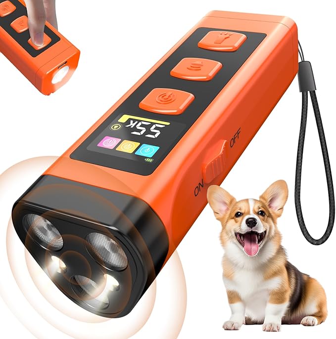 Dog Bark Deterrent Device, 2025 Anti Barking Device for Dogs 65FT Far Ultrasound Dog Bark Deterrent, Humane Alternative to Training Collars, Works Indoors & Outdoors - Stubborn Barking Solution