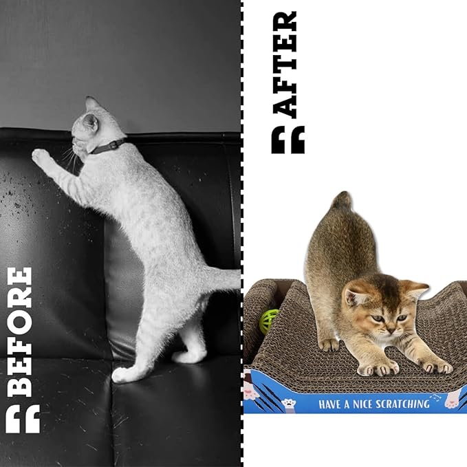Cat Scratcher Cardboard | Reversible Corrugated Scratch Pad | Eco-Friendly | Durable | Large Size | for Indoor Cats | Includes Catnip