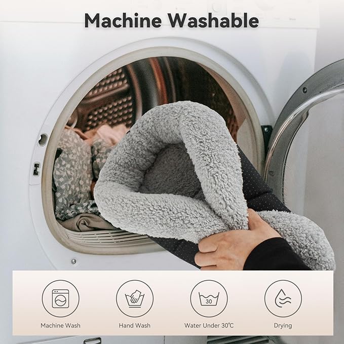 Round Cat Bed Washable Cat Donut Bed with Non-Slip Bottom Comfortable Soft Pet Bed for Cats and Small Dog/Gray （Diameter: 19.5"）