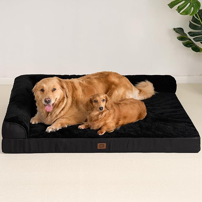 EHEYCIGA Memory Foam Dog Bed Large Sized Dogs, Pet Bed for Large Dog for Crate with Waterproof Liner, Pet Couch Bed Orthopedic with Washable Removable Cover, 35x23x6 Inches, Black