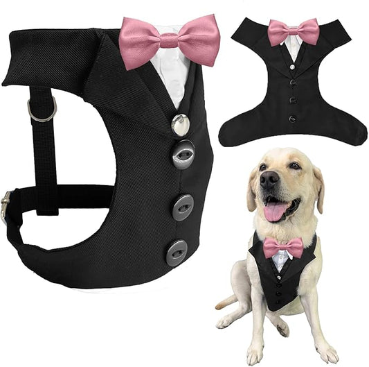 AVERYDAY Dog Tuxedo for Wedding Outfit, Dog Suit and Tie Costumes for Birthday, Halloween, Cosplay, Christmas Party, Pet Formal Wear with Bowtie, Tux for Medium Large Dogs, Bulldog, Labrador, Husky