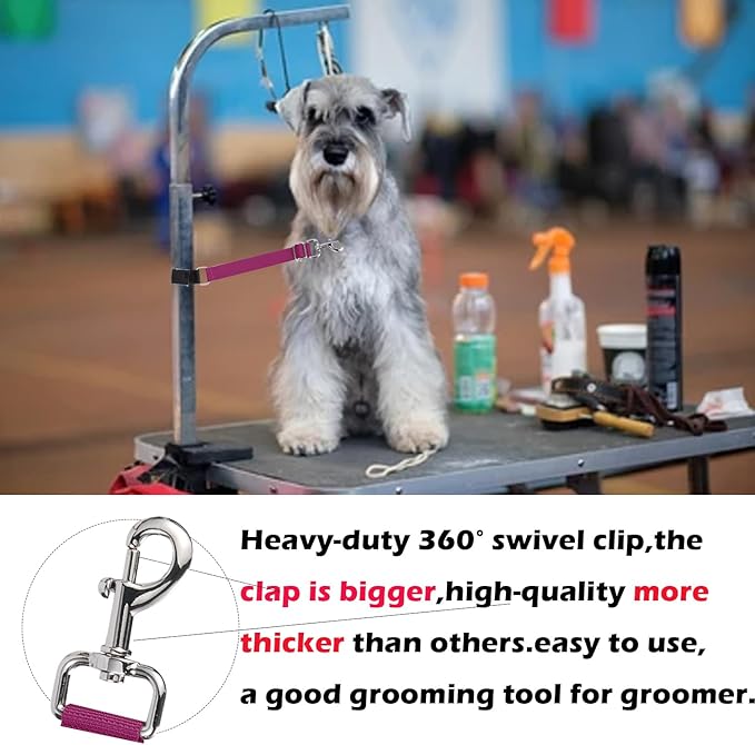 Pet Dog Grooming Table Arm Accessories Dog Grooming Loops for Table Arm Extender Adjustable Extension Loop Bathing Restraint Leash for Small & Medium Dogs (Pink & Hot Pink)