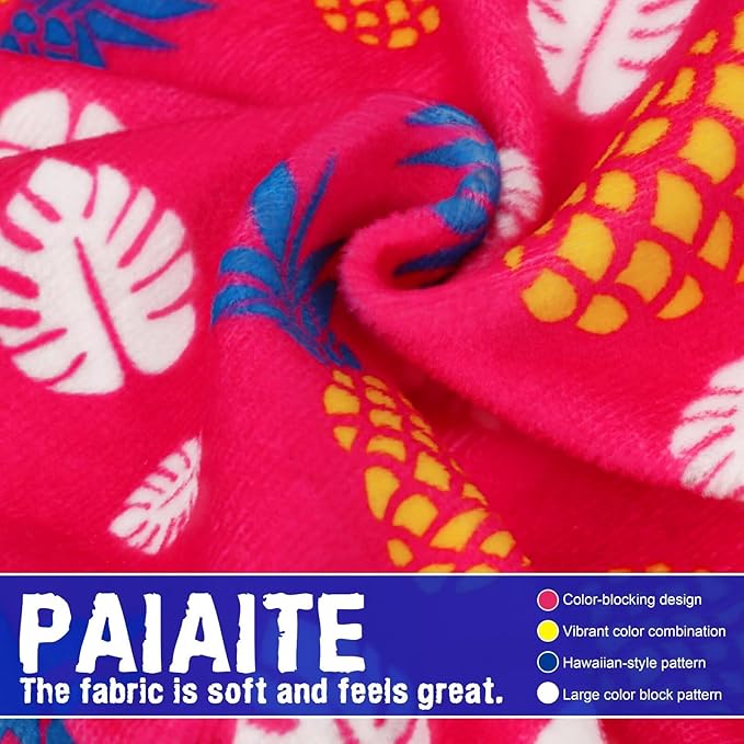 Paiaite 4-Legged Cotton Stretchable Jumpsuit Pjs: Pineapple Pattern Dog Pajamas - Lightweight Cozy Puppy Onesie Clothes, Comfortable Pet Sleepwear Jammies for Hair Shedding Coverage White Edge L