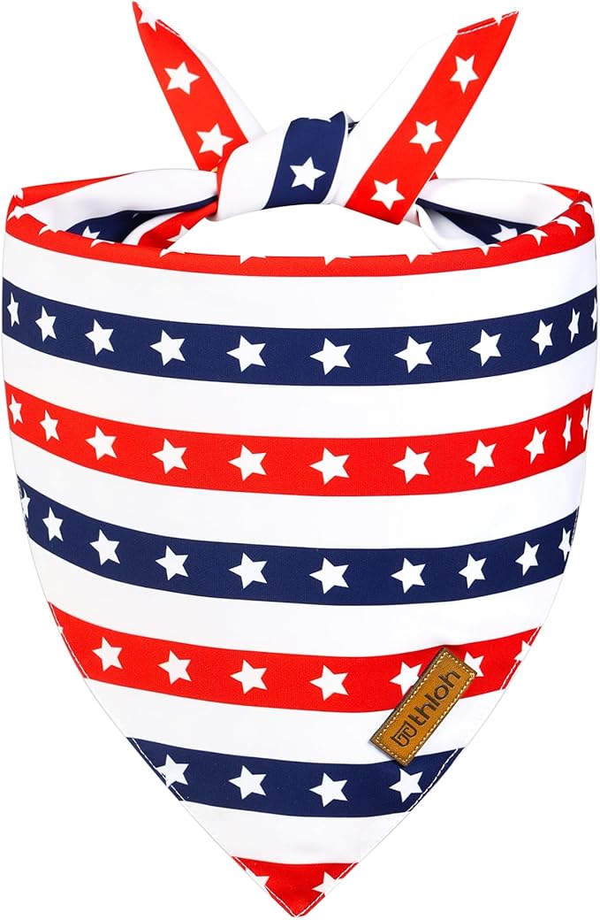 4th of July Dog Bandanas - 2 Pack Reversible USA Patriotic Bandana for Boy and Girl | Premium Durable Fabric | American Flag Pet Scarf for Small Medium Large and Extra Large Dogs (X-Large)