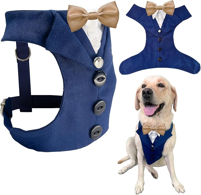 AVERYDAY Dog Tuxedo for Wedding Outfit, Dog Suit and Tie Costumes for Birthday, Halloween, Cosplay, Christmas Party, Pet Formal Wear with Bowtie, Tux for Medium Large Dogs, Bulldog, Labrador, Husky