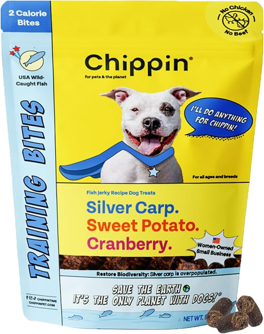 Chippin Fish & Sweet Potato Dog Training Treats (5oz, 1-Pack) | Natural Low-Fat, Low-Calorie Treats | Made in The USA | Grain-Free, Hypoallergenic, Chicken-Free Soft & Chewy Small Dog Treats