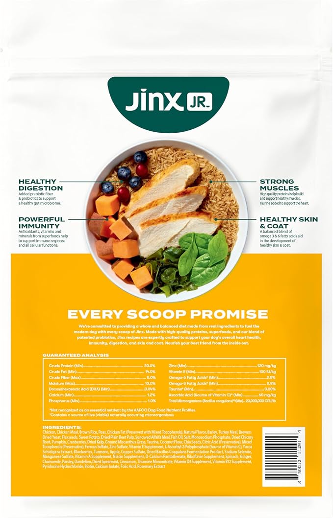 Jinx Premium Dry Dog Food, Puppy - Real Chicken, Brown Rice & Sweet Potato Kibble for Puppies with DHA, Protein & Calcium for Brain Health - Probiotics for Digestive Support - No Fillers - 4lb