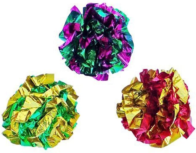 Original Mylar Crinkle Balls Cat Toys - 6 Pack