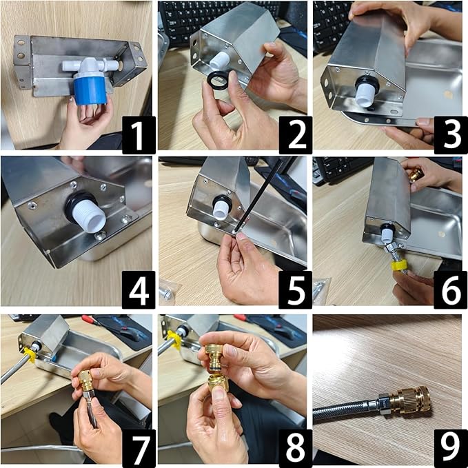 Automatic Water Dispenser for Dogs, 3L 304 Stainless Steel Dog Water Feeder Bowl Dispenser for Indoor/Outdoor, Auto-Fill Waterer for Pets & Livestock, Anti Tip, Water Auto Fill, Fit GHT 3/4" Faucet