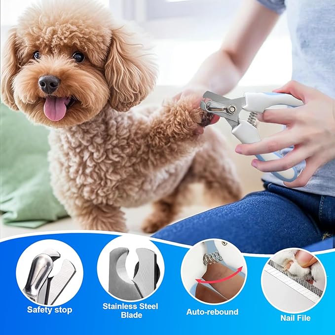 Dog Grooming Kit 9pcs Professional Scissors Set with Comb for Dogs Cats Dog Brush for Shedding Nail Clipper with Nail File Brushes for Grooming Safety Round Tip Shears Kit Blue Small Large Pet